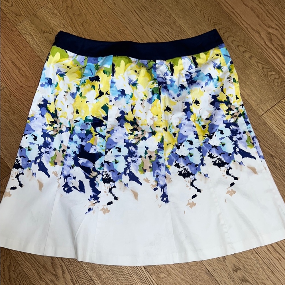 Lane Bryant White and Blue Knee-Length A-Line Skirt